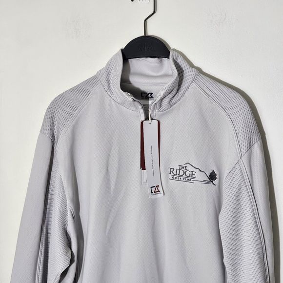 NWT Cutter & Buck Creek Golf Mens Medium Gray 1/4 Zip Long Sleeve Shirt - Picture 2 of 6